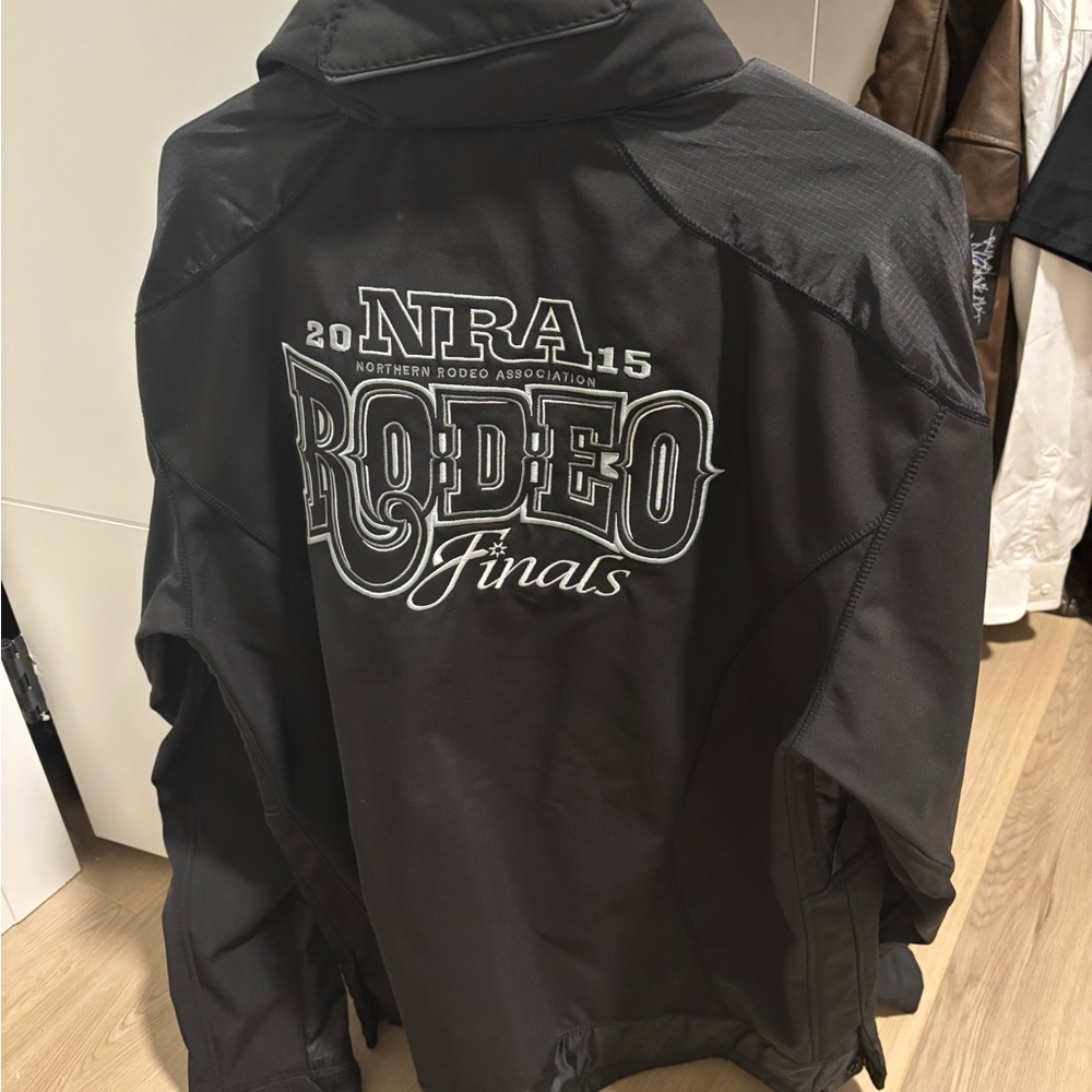 Black Performance Jacket with Western Graphic